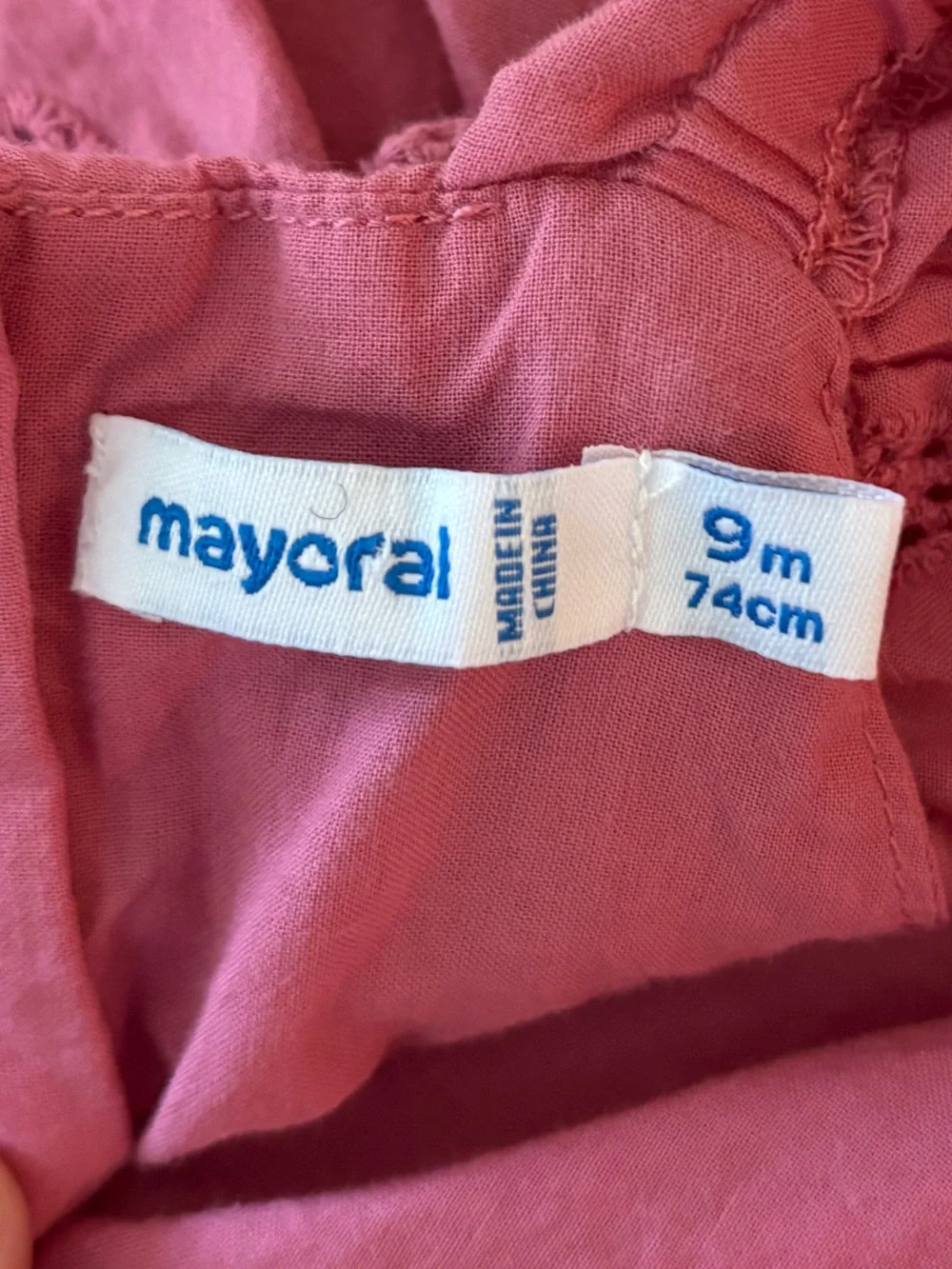 Mayoral Pink Embroidered Dress size 9 months
